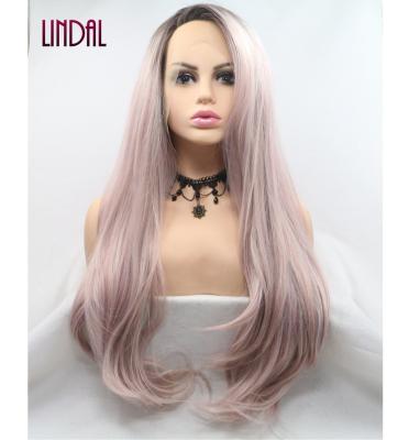 China Other LINDAL futura wig seller ombre wave lace front wig synthetic deep soft japanese fiber futura synthetic wave wigs for sale