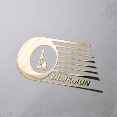 China Shiny Metal Logo Sticker Waterproof Custom Fashion Metal Nickel Electroforming Golden Sticker for sale