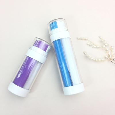 China Luxury 2 In 1 White Cosmetic Airless Pump Bottle Lotion Pump Bottles Custom Airless Skin Care Container 30/50g for sale