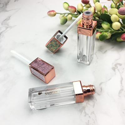 China Luxury Cosmetic Lip Gloss Bottle Free Samples Lip Gloss Plastic Packaging Square Tube Custom for sale