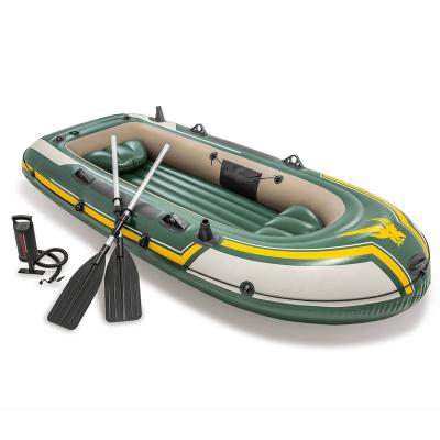 China PVC Tarpaulin 4 Person Plastic Inflatable Kayak Boat Fishing Series for sale