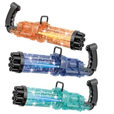 China Medium Electric Handheld Toys 12 Holes PP Bubble Birthday Party Kids Outdoor Gatling Bubble Gun Toy for sale