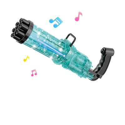 China PP Summer Soap Water Bubble Memories Maker Party Gifts PP Electric Handheld Gatling Bubble Toy Gun Middle 12 Holes for sale