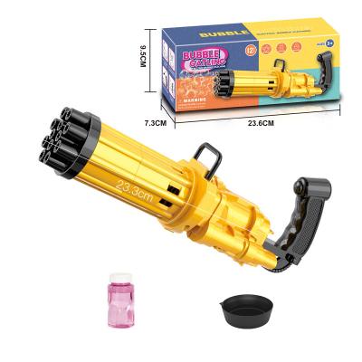 China Factory New Design Environmental Protection PP Material Bubble Machine 12 Hole Handheld Gatling Bubble Gun Medium for sale