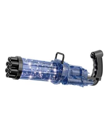 China 2021 Handheld Gatling Bubble Gun Transparent 12 Holes PP Amazon Soap Water Bubble Machine Wholesale Electric Kid for sale