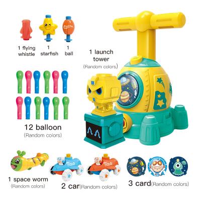 China 2021 ABS Plastic New Amazon Hot Sale Launcher Tower Launcher Protection Balloon Pump Car Toy Set Pneumatic Balloon Car Spaceship For Kids for sale