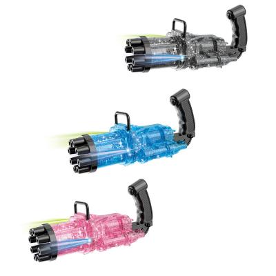 China 2021 8-shot transparent light gatling bubble gun pp semi-automatic bubble machine pp Tik Tok Hot Sale mini for sale