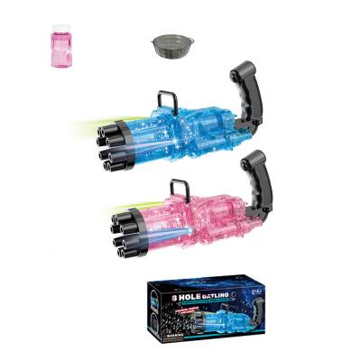 China New Arrival PP Bubble Gatling Gun 8 Semi-automatic Outdoor Plug Transparency Electric Bubble Gun for sale