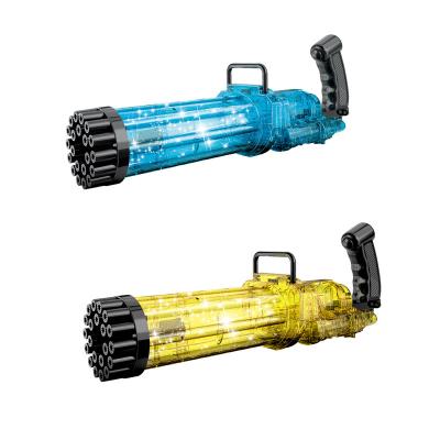 China Hot-selling PP LE KB 21 Big Hole Transparency Game Electric Light Large Outdoor Kids Toy Gatling Bubble Gun for sale