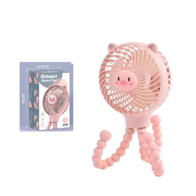 China 2021 Hotel English Color Box Packing Mini Usb Small Octopus Baby Rechargeable Handheld Fan Adjustable Portable Travel Desktop Fan for sale