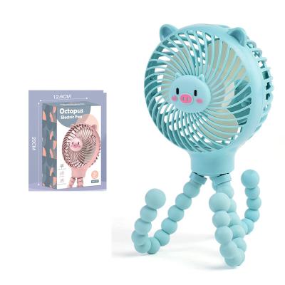 China 2021 Hot-selling ABS Plastic Mini Amazon Electric Fan Handheld Usb Charging Personal Portable Blue Octopus Fan for sale