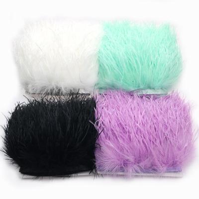 China Wholesale High Quality Garment Accessories and Trims 4-6 inch (10-15cm) True Feather Soft and Fluffy Ostrich Feather Fringe Trim Fabric for Party Dress for sale