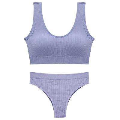 China Hot Selling Seamless Yoga Fitness Lingerie Set For Women Running To Gather Breathable Sponge Padded Sports Bra for sale