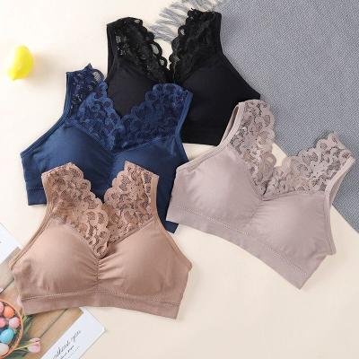 China Breathable Seamless Lace Wrap Bra Sponge Coating Underwire Sleep Yoga Chest Wrap Bra for sale