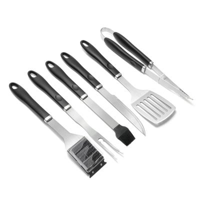 China Easily Cleaned Black PP Handle Outdoor 6 Pcs 6-Piece Sets Stainless Steel Barbecue Cooking Cooking Tools for sale