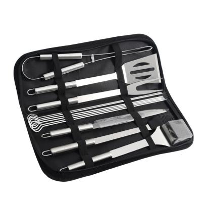 China Custom Made Modern Oxford Bag Silver Color Stainless Steel Barbecue Accessories Easily Cleaned Tool Kit for sale