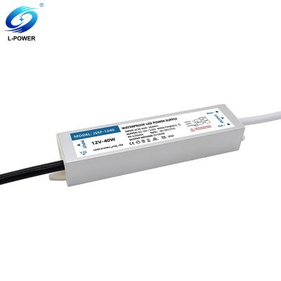 China Aluminium High Quality 12V 40W 3.33A  IP67 Waterproof LED Power Supply For LED Strips for sale