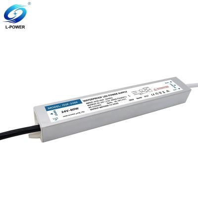 China Aluminium Aluminium IP67 Waterproof 2.5A 24V 60W Led Driver For Outdoor Advertising Projects for sale