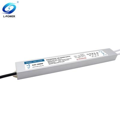 China Aluminium Manufacturers IP67 Waterproof 8.33A LED Power Supply 200W 24V For LED Boxes ETC for sale