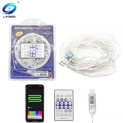 China RGB string light Hot Selling 5V IP65 Waterproof LED Strip 100SMD LED Smart Rope Lights Smartphone APP Controlled for sale