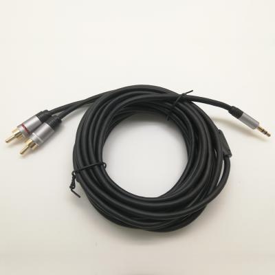 China Multimedia Dual Gold Plated RCA Shielded Audio Cable 2RCA Male To 3.5mm Jack To AUX Cable. of 2 RCA for sale