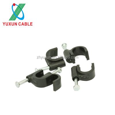 China YUXUN Plastic Cable Circle Nail Coaxial Cable Holder Clip for RG59 RG6 Cable for sale