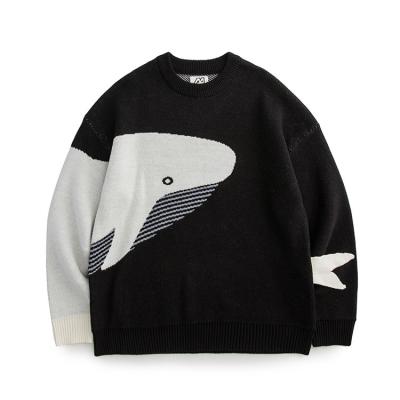 China Parride Knitted Shark Pattern Crewneck Cotton Anti-wrinkle Fall Oversized Women's Sweaters Unisex for sale