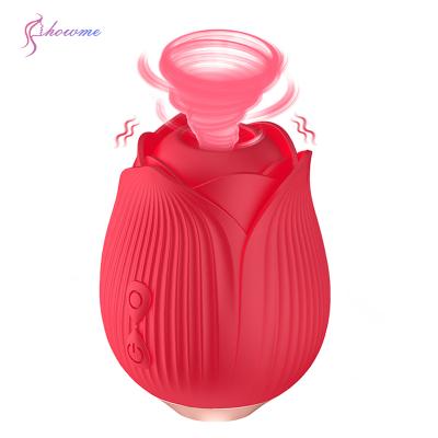 China Clitoris Nipple Stimulator Showme New Design Magic Tongue USB Rechargeable Clitoral Silicone Pink Vibrator Sucking Rose for sale