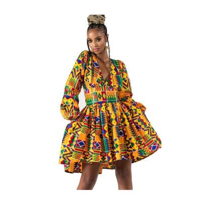 China Breathable Unique Women Dresses Sheath Long African Kitenge Dress Designs Print Women Clothing Wedding Party Dress for sale