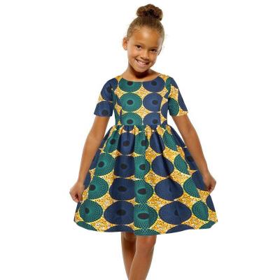 China Fashion Comfy African Designs Print Little Girls Ankara Princess Dress Short Sleeve Dress Up Clothes For Summer for sale