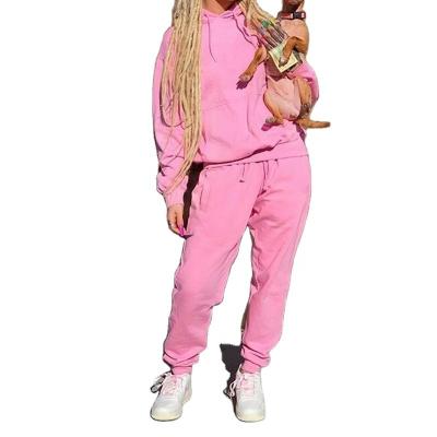 China Newest Breathable Sweatsuit Two Piece Set Solid Sweatpants Sets Fashion Hoodie Tracksuit Women Winter Training Sets for sale