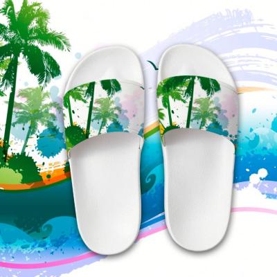 China CUSHIONING 2021 flower tree nature custom printed slippers printing outdoor beach casual unisex slipper women sandals men's slippers for sale