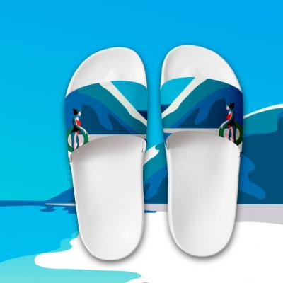 China Greatshoe Fashion White Breathable Flat Slide Sandal Unisex lghtweight Custom Logo CUSHIONING Slides Slippers for sale