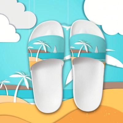 China CUSHIONING custom slippers men plain empty slide sandal slippers slip with printing OEM PVC slides shoes sandal top white logo for sale