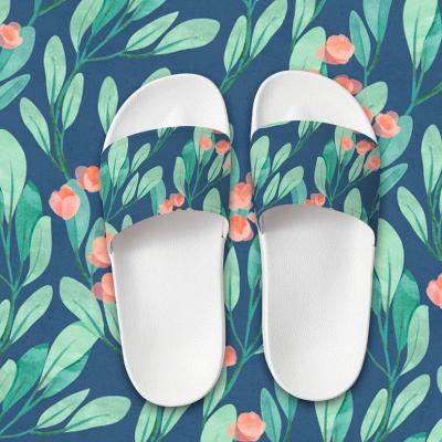 China CUSHIONING Beach Fashion Outdoor Indoor Lady Printing Slippers Custom Logo Emboss Slides For Women for sale