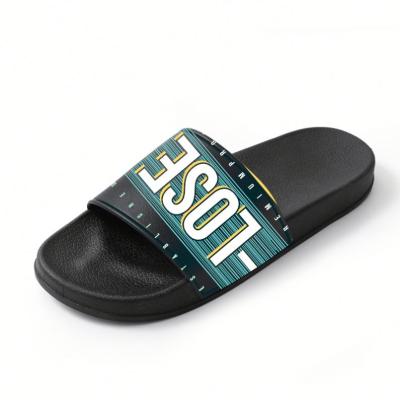 China CUSHIONING cheap simple customized slides sandals design 3d screen print slipper, custom logo man pu slide sandals, blank sublimation slides for sale