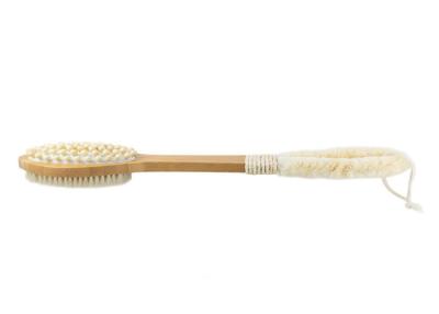 China Double Sided Boar Bristle Body Brush Back Scrubber For Exfoliating , OEM ODM for sale