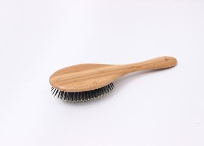 China Wooden Round Boar Hair Brush , Custom Palm Hair Brush Silk Screen Logo for sale