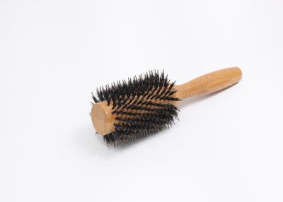 China Handmade Bamboo Bristle Hair Brush Unisex Round Barrel Hair Brush for sale