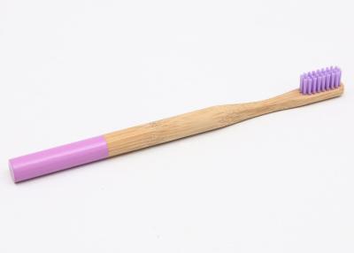 Chine Poignée ronde de brosse à dents en bambou simple molle saine de poil, couleur mauve-clair à vendre