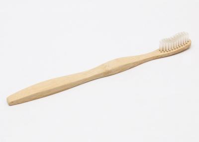 China White BPA Free Toothbrush Curved Plain Handle With Activated Charcoal Nylon Bristles for sale