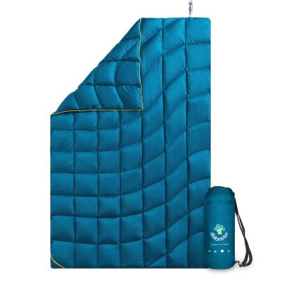 China Travel Sustainable Outdoor Waterproof Inflated Camping Down Filled Blanket for sale