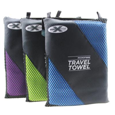 China China Manufacturer Compressed Microfiber Sports Towel With Mesh Bags for sale