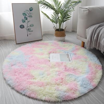 China Washable Customizable Dia Round High Pile Blankets Plush Blankets Colors Customizable Plush Mats for sale