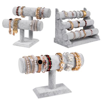 China Cheap Morden Velvet Jewelry Display Storage Show Bracelet Canvas Leather Display Stand for sale