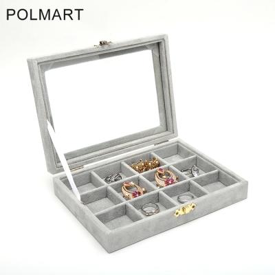 China Jewelry Storge Box With Cover Factory Wholesale Velvet Earring Storage Box For Girls With Lid for sale