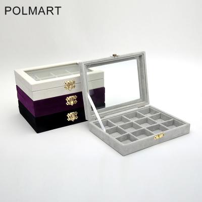 China Jewelry Storge Box With Cover Jewelry Display Tray Jewelery Case With Transparent Glass Lid for sale