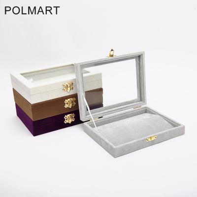 China Jewelry Storge Box with Cover Logo Jewelry Packaging Storage Organizer Velvet Necklace Custom Jewelry Ring Jewelry Box for sale