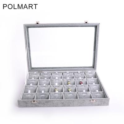 China Jewelry Storge Box With Cover Showcase Necklace Earring Rings Storage Box Velvet Jewelry Organizer Wholesale With Glass Lid for sale