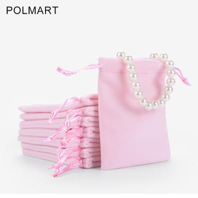 China Custom Jewelry Gift Packaging Pouch Bag Velvet Packaging Drawstring Bag For Gift for sale